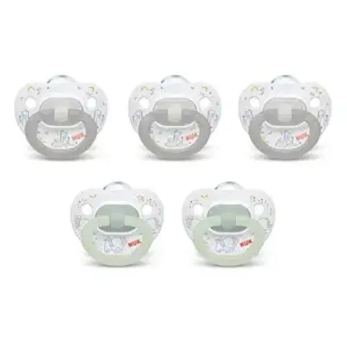 NUK First Choice Classic Orthodontic Baby Pacifier, 0-6 Months Newborn Pacifier, Assorted Colors, Baby Must Haves, 5-pack