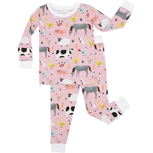 Little Sleepies Two-Piece Pajama Set for Boys & Girls, Soft Viscose from Bamboo, Snug Matching Family PJs, Toddler to Teen