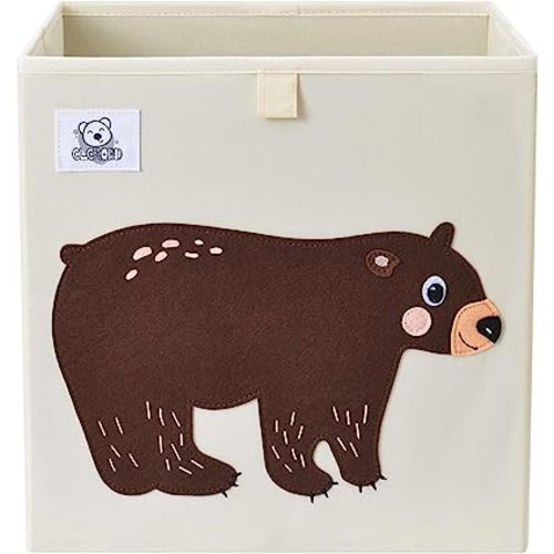CLCROBD Foldable Animal Cube Storage Bins Fabric Toy Box/Chest/Organizer for Toddler/Kids Nursery, Playroom, 13 inch (Bear)