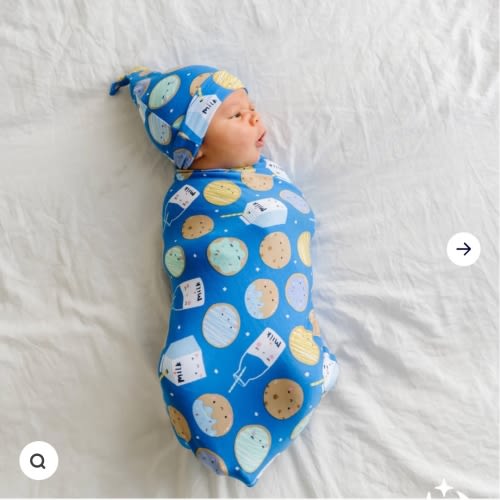 Blue Cookies & Milk Swaddle & Hat Set - Little Sleepies