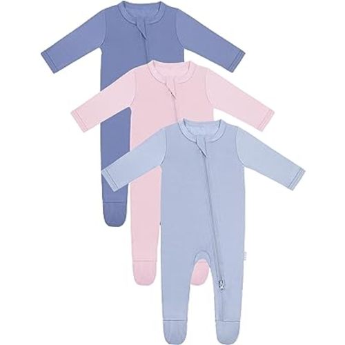 RRP Unisex Baby Footies Pajamas,Rayon Derived From Bamboo,Buttery Soft Sleep 'N Play PJs,2-Way Zipper Closure,0-18 Months