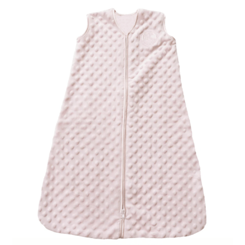 Medium Pink Plushy Dot Velboa Wearable Baby Blanket | HALO