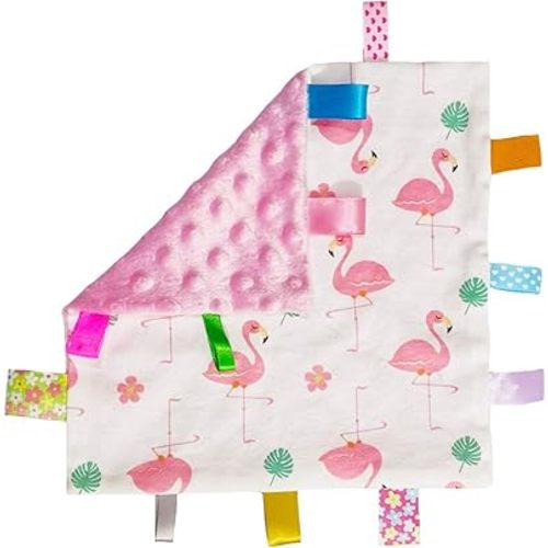 Pink Security Blanket with Tags for Baby Girl - Cute Taggy Blankets, Soft Plush Security Comforter Taggie Blanket Shower Gift for Baby Girl, Comforter Blanket