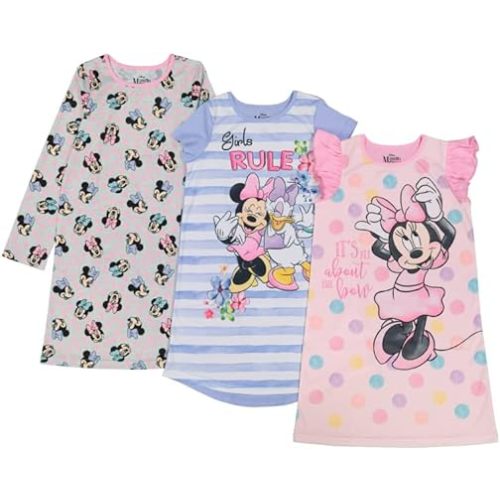 Disney Girls' Princess | Frozen | Minnie Mouse 3-Pack Nightgown