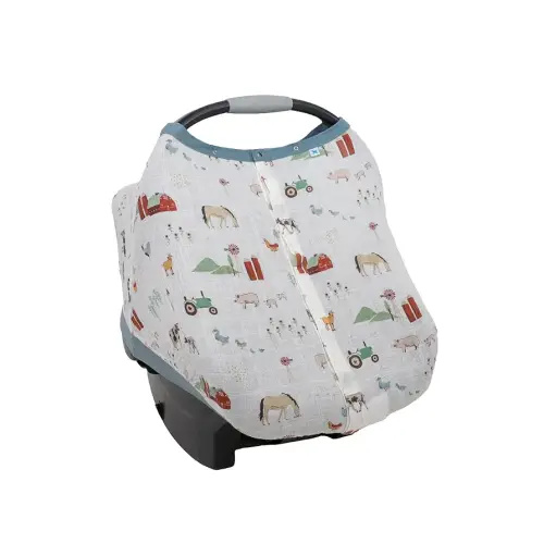 Little Unicorn Breathable Car Seat Canopy | Magnetic Closure Cover & Universal Fit | Protection & Privacy for Baby (Farmyard)