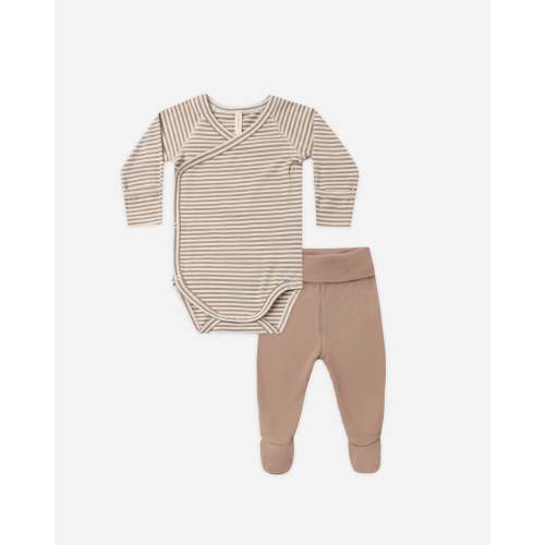 Side Snap Bodysuit + Pant Set Almond Stripe – Quincy Mae