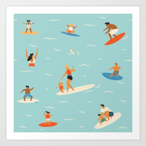 Surfing kids Art Print by Tasiania | Society6