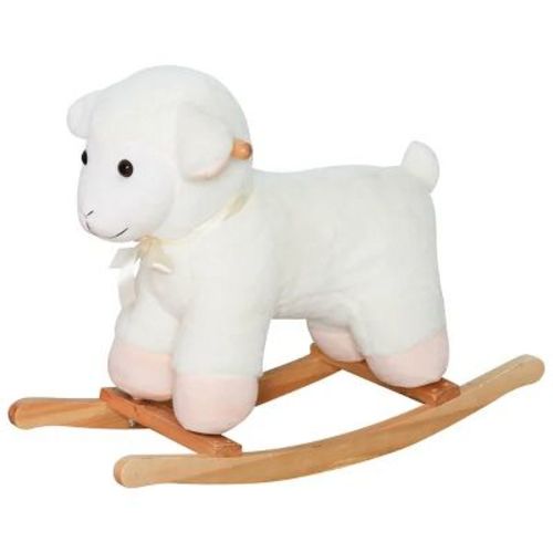 Lamb Rocking Horse, Plush Animal Rocking Horse, Wooden, White, Ride on Toy for 1 year old Boys & Girls