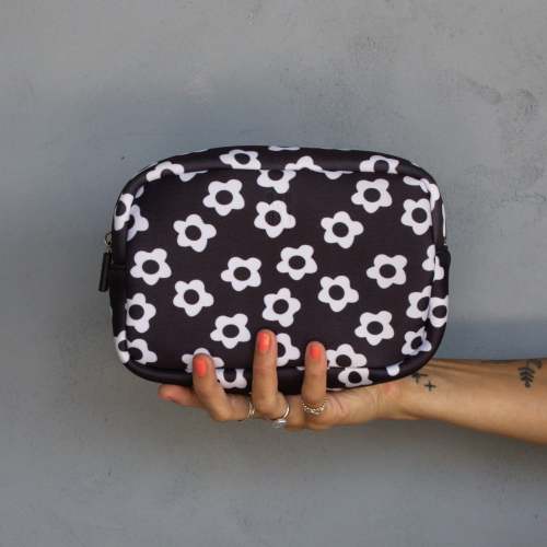 Neoprene Pouch in White Flower