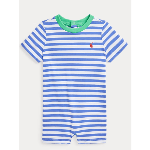 Striped Cotton Jersey Shortall Blue | 12M