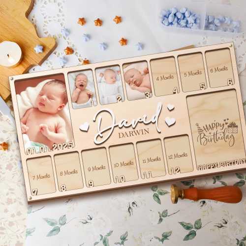 Baby First Year Picture Frame, Personalized Baby Photo Frame, Photo Collage, Personalized Photo Frame, Monthly Milestone. First Baby Gifts