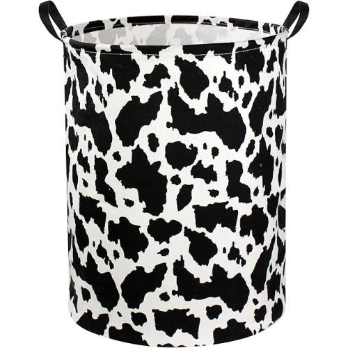 Cow Print Laundry Basket Baby Nursery Clothes Hamper Collapsible Toy Storage Bin Organizer with Handles for Kids,Boys and Girls Room Decor(Cow)