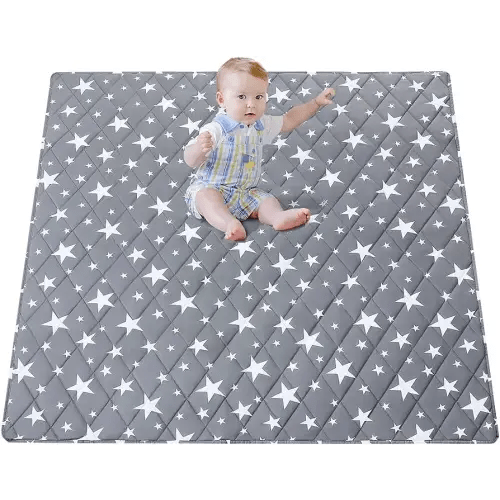 Baby Playpen Mat Floor Mat, Premium Baby Play Mat 50" X 50", 50x50 Play Mat for Playpen,Thicker One-Piece Crawling Mat with Stars Pattern, Non-Slip Baby Play Mat for Infants, Babies, Toddlers.