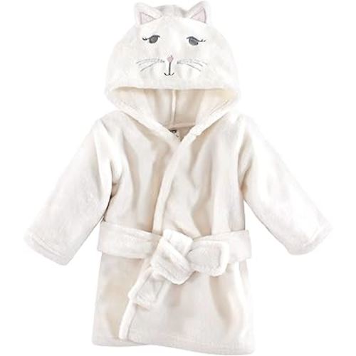 Hudson Baby Unisex Baby Plush Animal Face Bathrobe, Kitty, 0-9 Months