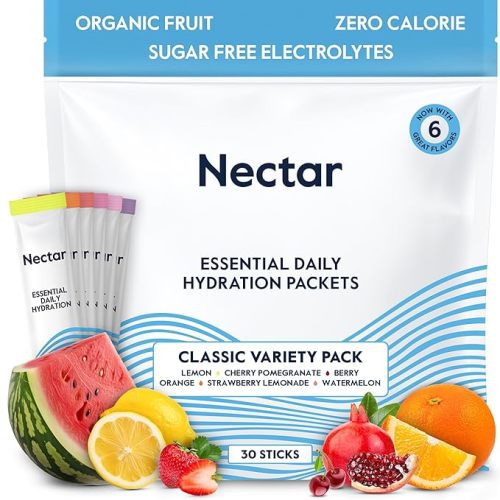 Nectar Hydration Packets - Electrolytes Powder Packets - Sugar Free & 0 Calorie - Organic Fruit Liquid Daily IV Hydrate Packets for Hangover & Dehydration Relief and Rehydration (Variety 30 Pack) - Variety Classic - 30 Servings (Pack of 1)