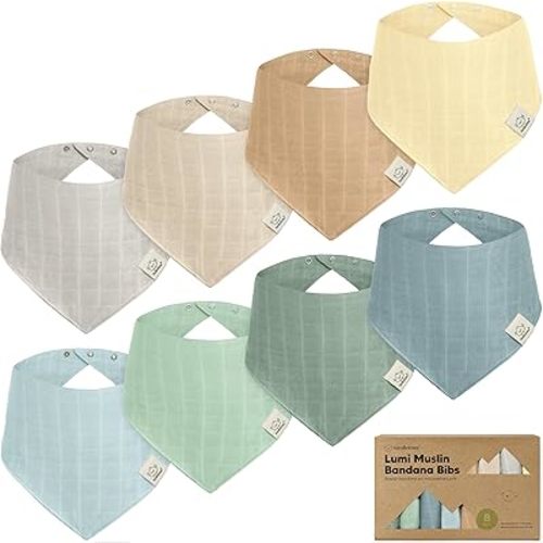 8-Pack Muslin Bibs for Baby Girls, Baby Boys - Muslin Baby Bibs for Drooling and Teething, Bandana Bibs for Baby Girl Bibs, Baby Bibs for Boys, Baby Drool Bibs, Toddler Bibs, Newborn Bibs (Mirage)