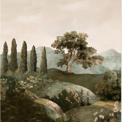 Vintage Meadow | Green landscape wall mural - belarteSTUDIO