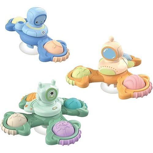 3PCS Suction Cup Spinner Toys for Boy&Girl, Spinning Tops Toddler Toys, Birthday Gift for Infant, Sensory Baby Bath Toys for Toddlers(Group H)