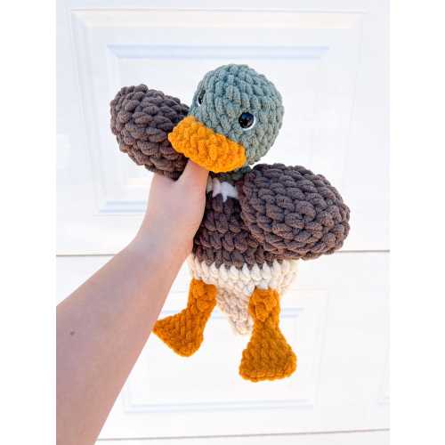 Mallard Duck Snuggler. Crochet Mallard Duck Snuggler. Handmade Duck Lovey.