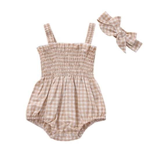 Gingham Bubble Onesie and Bow – The Ollie Bee