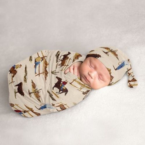 Sweet Jojo Designs Baby Cocoon And Beanie Hat Swaddle Wrap Wild West Collection 2pc