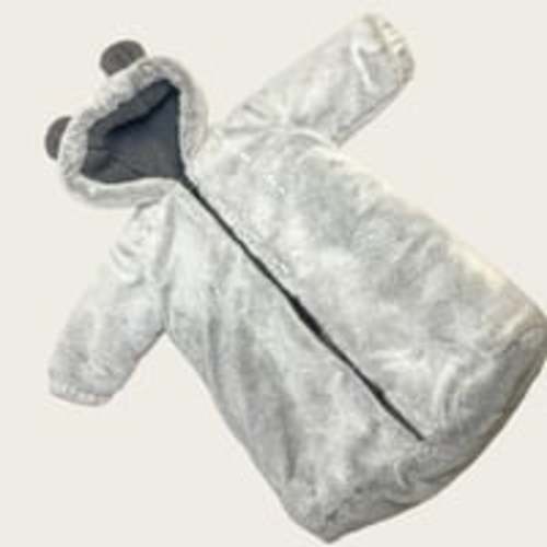 Mon Lapin - Sherpa Lined Plush Baby Zip Sack - Grey - Size 0-6 months
