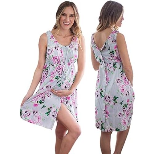 Baby Be Mine Labor and Delivery Gown for Hospital – 3-in-1 Labor/Delivery/Nursing Gown – Maternity Sleepwear