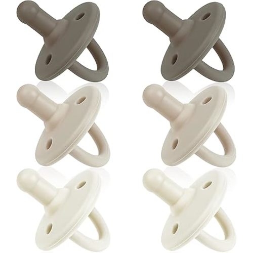 Sweet Child Pacifiers 0-18 Months, Set of 6 Ultra-Light Silicone Binkies with Collapsible Handle & 3 Air Holes for Added Safety, Best Newborn Pacifiers for Baby Boys Or Girls