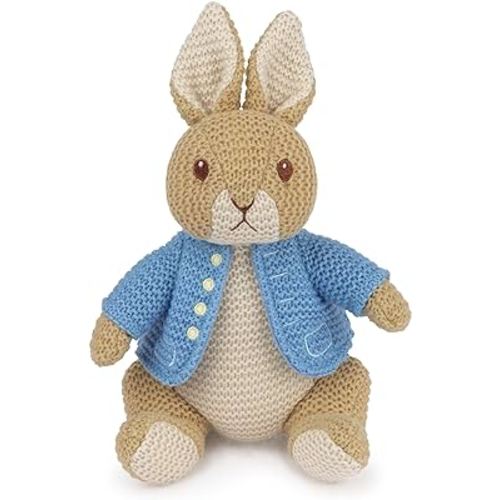 GUND Beatrix Potter Peter Rabbit Knit Plush, Easter Gift, Easter Bunny Stuffed Animal for Ages 1 and Up, Brown/Blue, 6.5”
