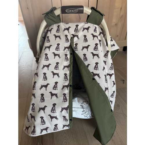 Cute Baby Car Seat Canopy Cover - German Shorthair Pointer - All Cotton or Minky - Baby Boy - Shower Gift