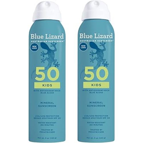 BLUE LIZARD Mineral Sunscreen Kids SPF 50+ Spray, 5 Fl Oz (Pack of 2)