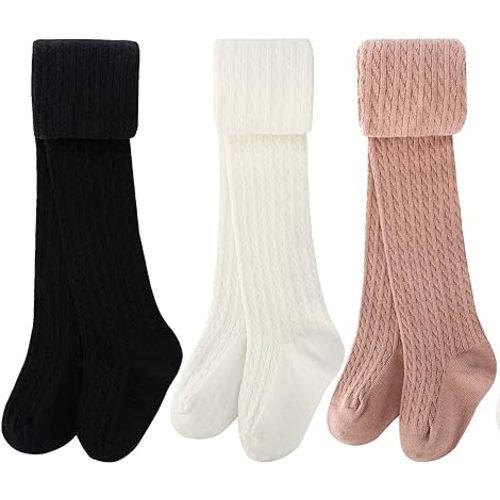 BOOPH Girls Tights Baby Toddler Cable Knit Cotton Footed Leggings Stocking Pants
