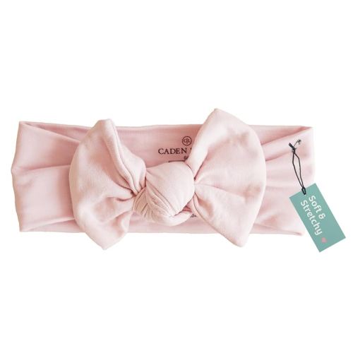 Caden Lane Baby Headwrap with Knotted Bow, Soft & Stretchy Bamboo Viscose, Comfortable Infant Hairband for Newborn & Toddler Girls, Ideal Gift for Baby Shower & Milestone Celebration, Pale Pink