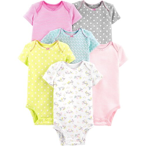 Simple Joys by Carter's Baby Girls' Short-Sleeve Bodysuit, Pack of 6
