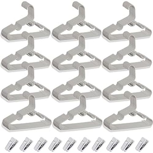 120 Packs Baby Hangers for Closet Plastic Baby Clothes Hangers with Clips for Nursery Kids Hangers for Closet Organizer, Stack-able Hangers for Newborn, Infant, Toddler, Children, Space-Saving