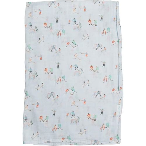 Loulou Lollipop Muslin Swaddle Blanket, 70% Rayon from Bamboo, 30% Cotton, Ice Hockey, 18-24 Months