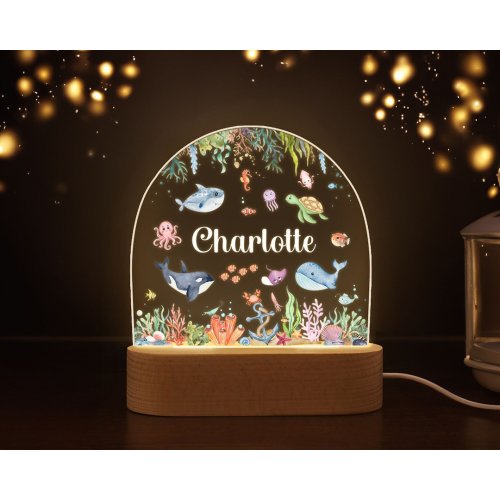Baby Gift Personalized, Sea Animal Night Light, Custom Baby Night Lamp, Nursery Decor, Baby Birth Gift, Baby Shower Gift, Kids Bedroom Decor
