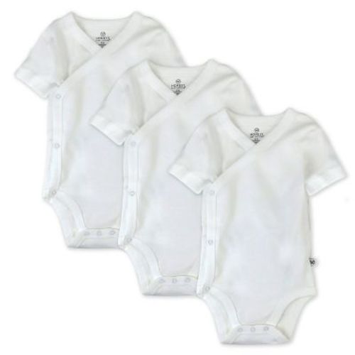 3 Pack Short Sleeve Side Snap Bodysuits Bright White Preemie