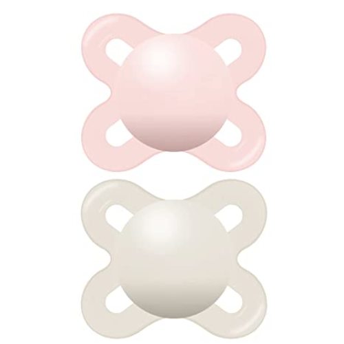 MAM Original Start Matte Newborn Baby Pacifier, Best Pacifier for Breastfed Babies, Sterilizer Case, Girl, 0-3 Months (Pack of 2)