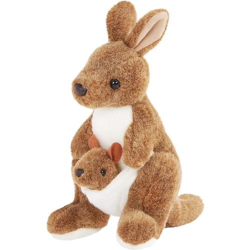 Mother's Day Stuffed Animals Kangaroo Cute Kangaroo Plush Toys with Baby in Pouch for Kids Preschool BirthdayThanksgiving for Kids, Brown, 10.5’’