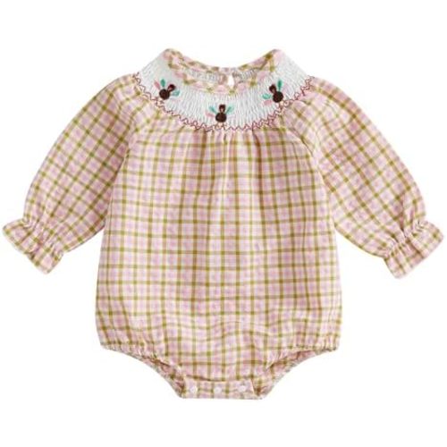 My First Christmas Baby Girl Outfit Newborn Smocked Bubble Romper Santa Embroidery Jumpsuit Cute Infant XmasClothes