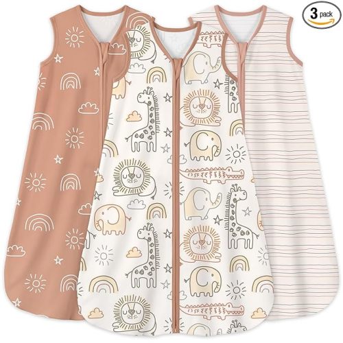 Baby Sleep Sack 6-12 Months 0.5 Tog Wearable Blanket for Baby, 3 Pack 100% Organic Cotton Infant Toddler Sleeping Sack 2-Way Zipper Lightweight Sleep Sack