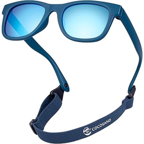 COCOSAND Flexible Baby Sunglasses with Strap Polarized UV Protection for Toddler Infant Newborn Boy Girl Age 0-24 Months