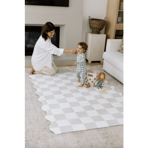 Padded Play Mat - Checkers & Herringbone (Wave Edition)