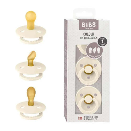 Bibs - Pacifiers 0-6 Months, 3-Pack Soothers, BPA-Free Symmetrical Nipple, Ivory