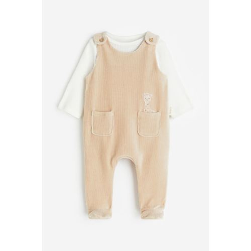 2-piece Bodysuit and Overall Set - Beige/Sophie la girafe, Size 3M (2-4M)
