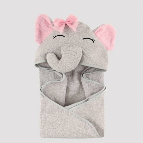 Hudson Baby Pretty Elephant Hooded Towel - Gray 33x33''
