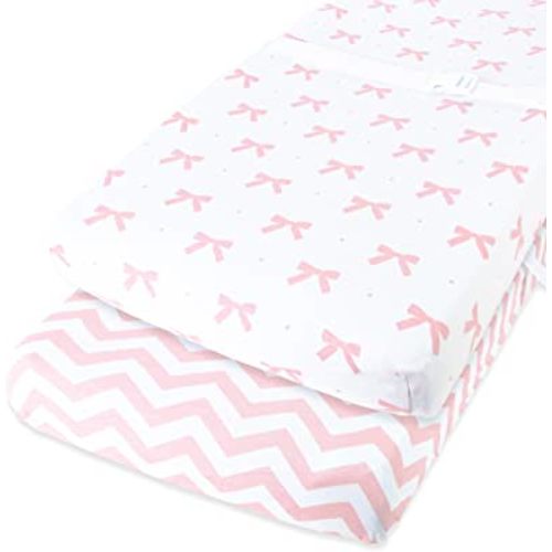 Cuddly Cubs Changing Pad Covers – 2 Pack – Snuggly Soft Plush Cotton Changing Table Covers for Girl – Fits Perfectly on Summer Infant and Other 16 x 32" Baby Changing Table Pads – Pink