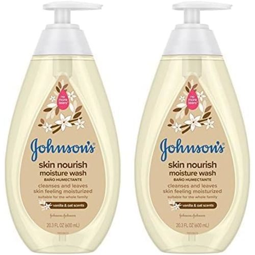 Johnson's Baby Skin Nourishing Moisture Baby Body Wash With Vanilla & Oat Scents, Hypoallergenic & Tear Free Baby Bath Wash, Paraben-, Dye-, Sulfate & Phthalate-Free, 20.3 fl. oz (Pack of 2)