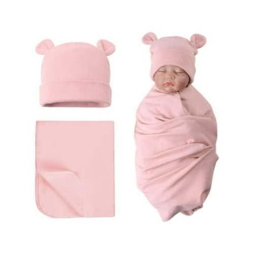 WUXIAN Baby Swaddle Bag Infant Unisex Solid Color Wrap Sleeping Sack Baby Swaddle Bag Hat Baby Care,Pink